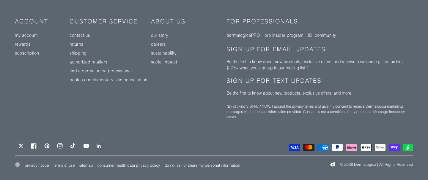 Dermalogica — Footer