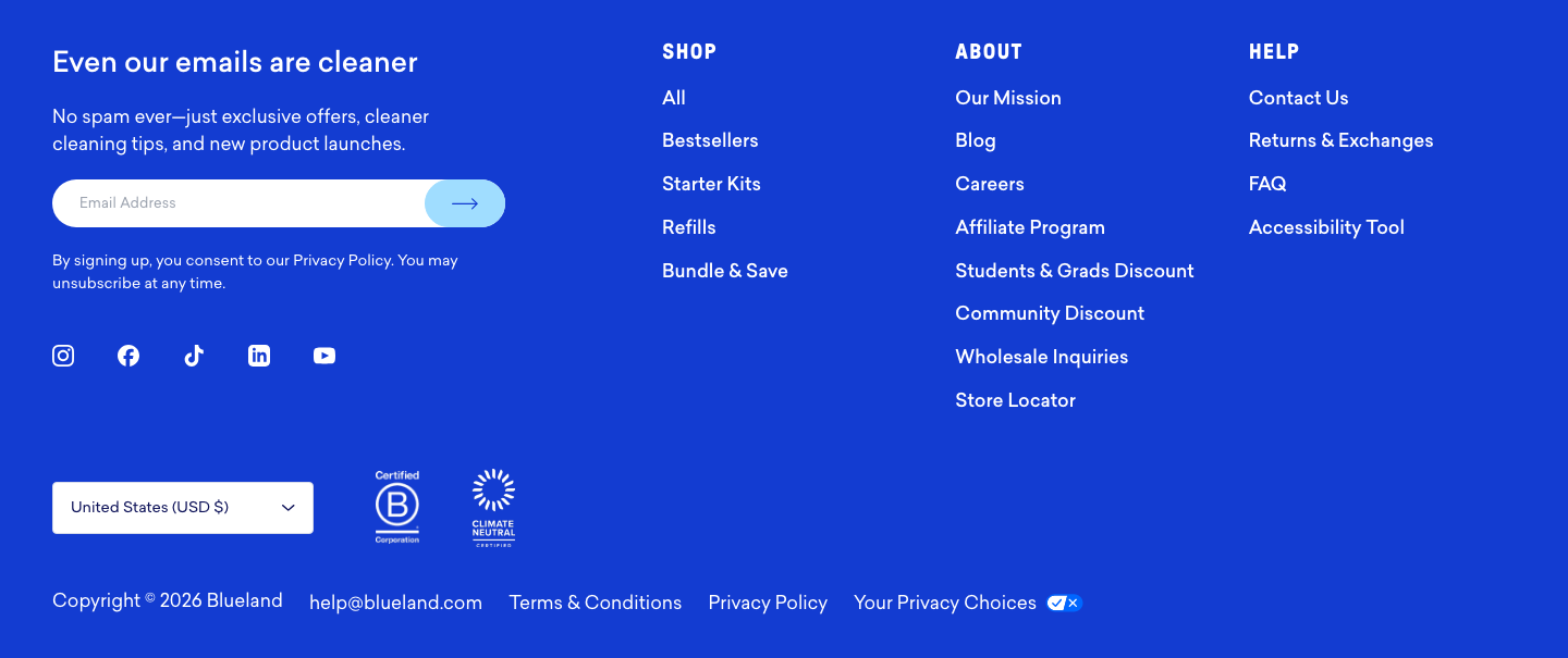 Blueland — Footer