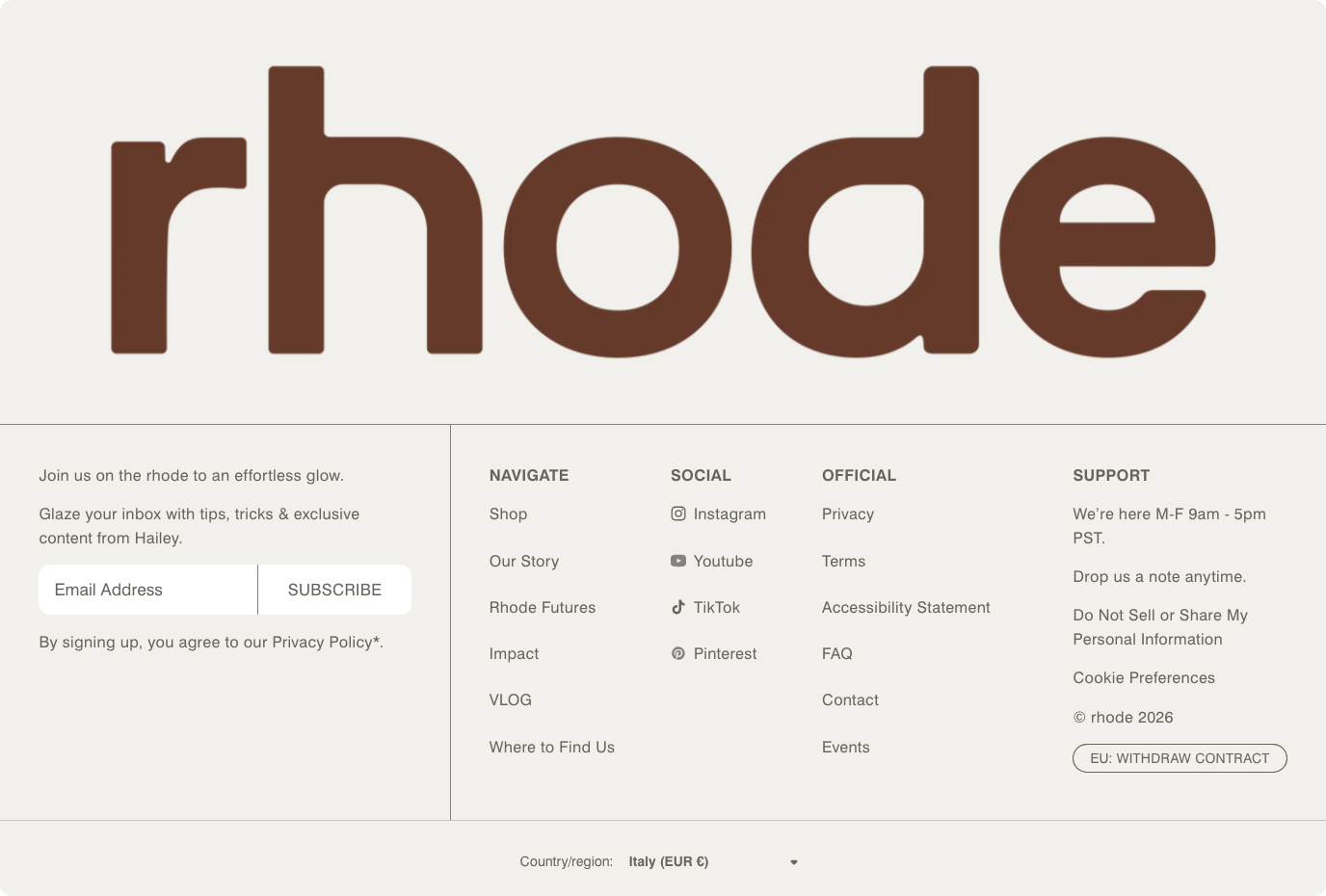 Rhode — Footer