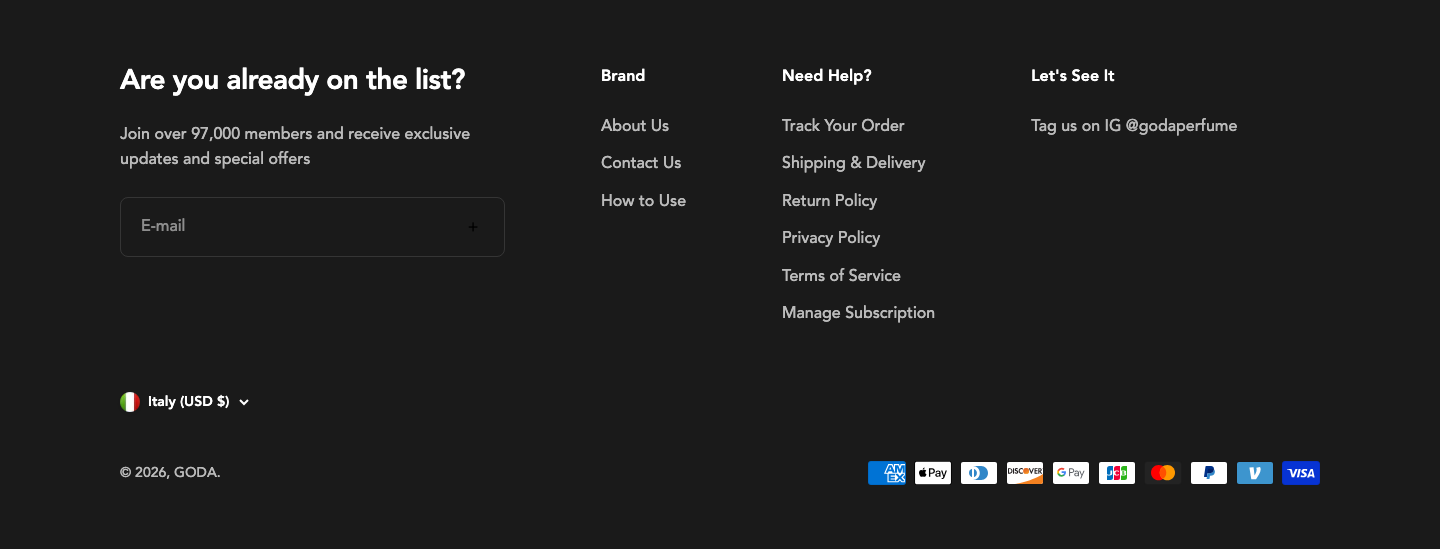 Goda — Footer