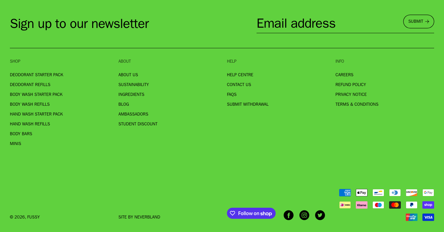 Fussy — Footer