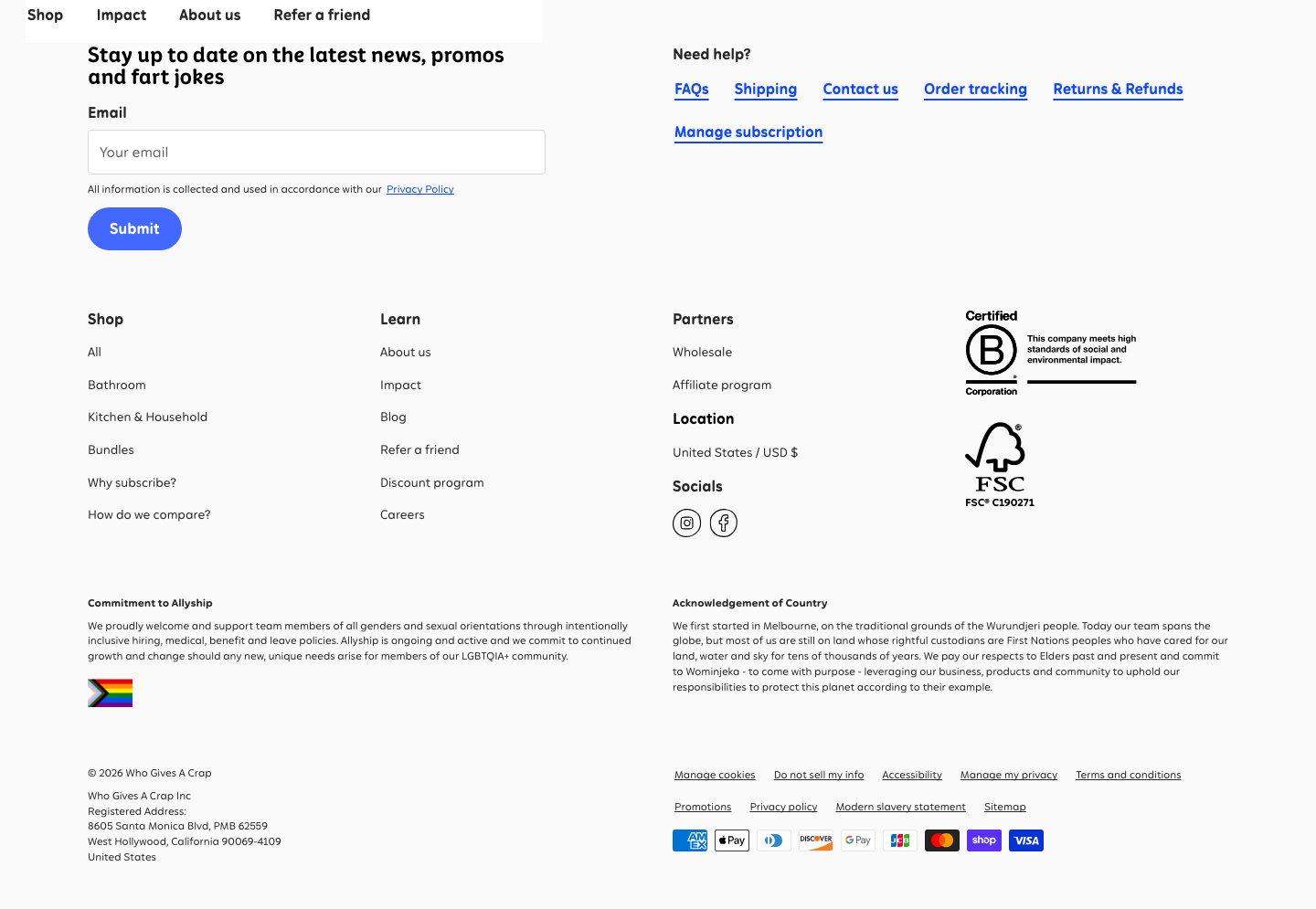 Who Gives A Crap — Footer