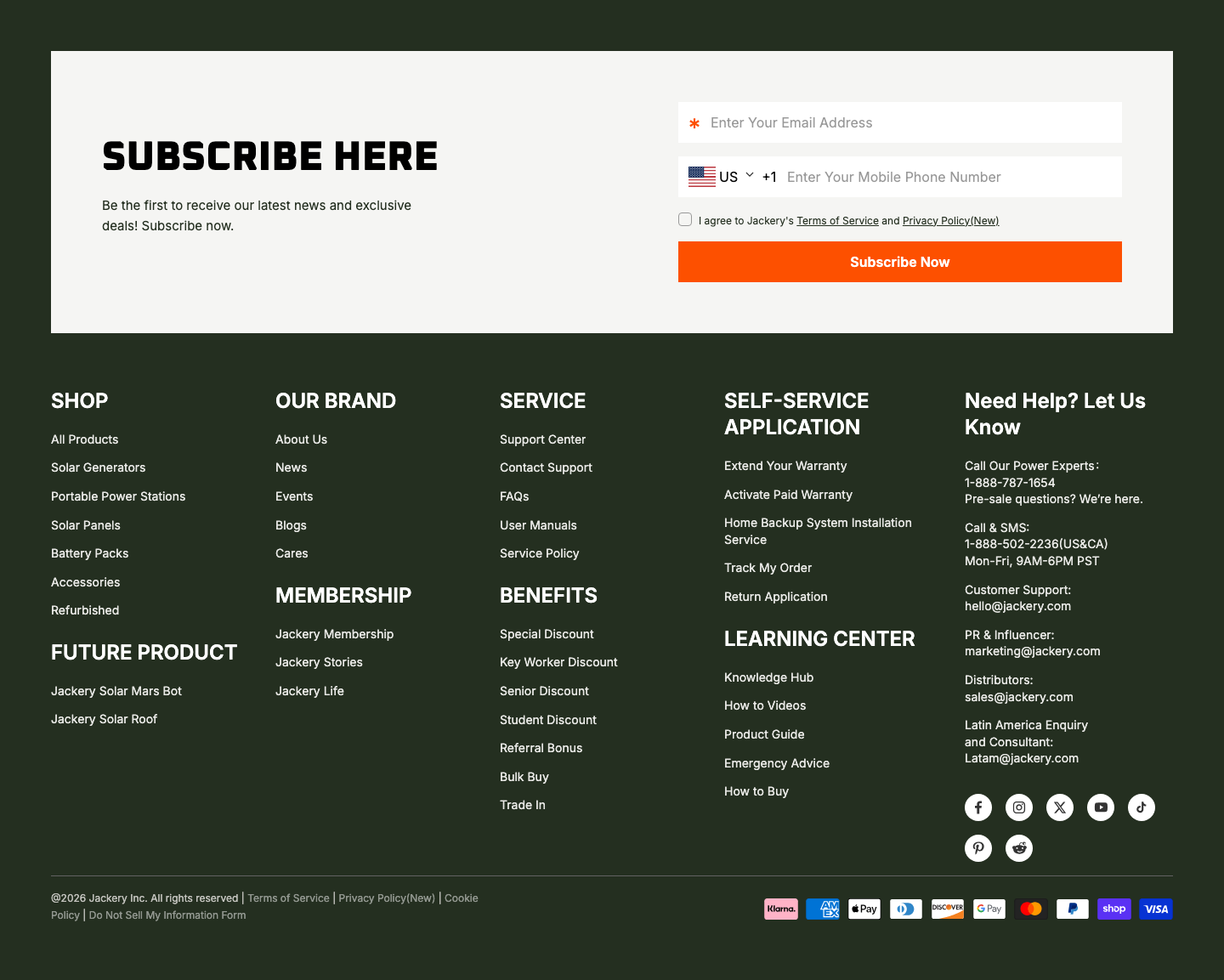 Jackery — Footer
