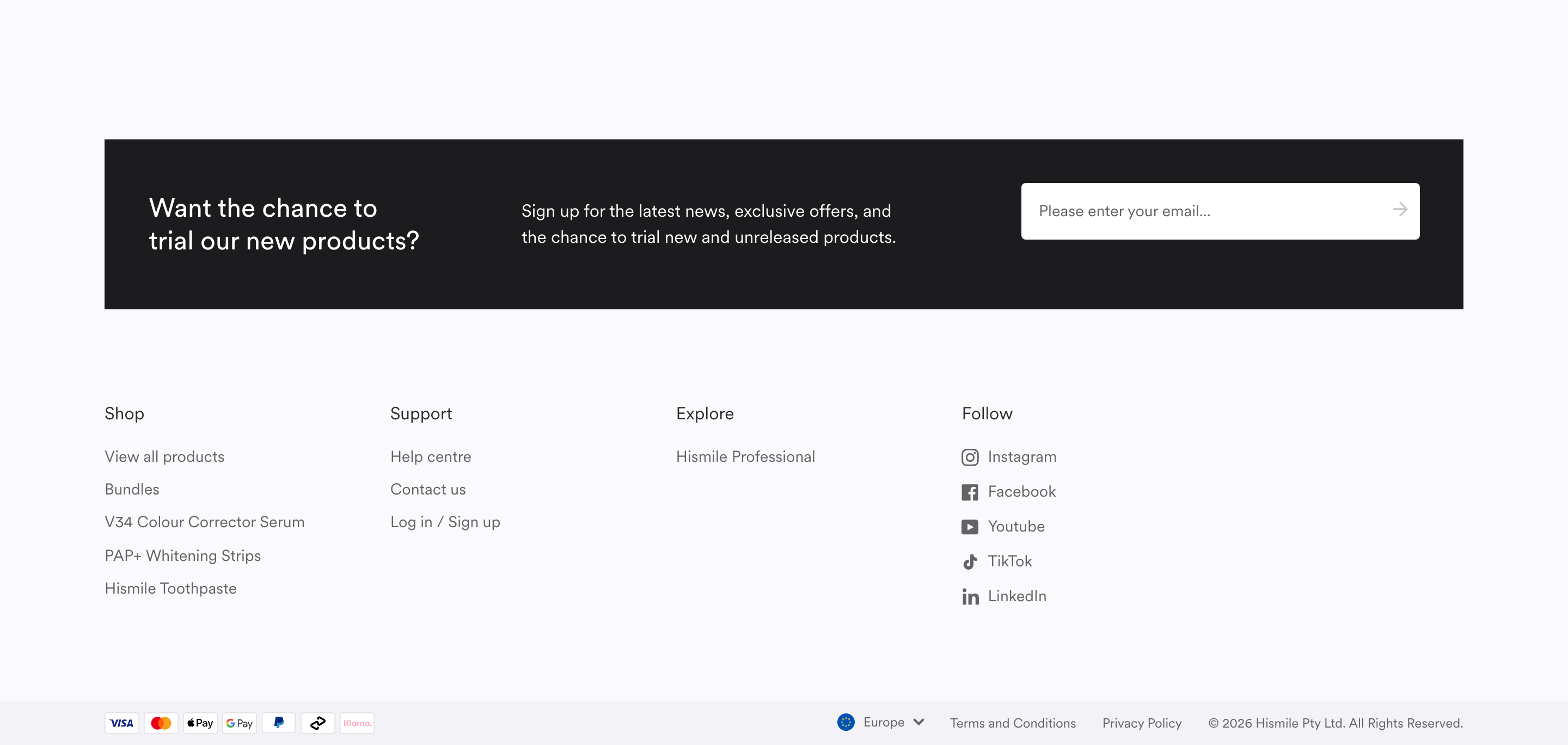Hismile — Footer