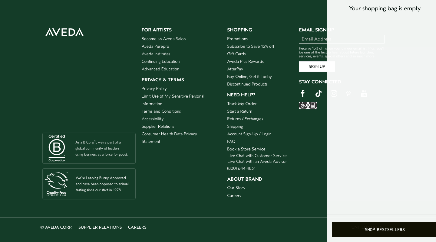 Aveda — Footer