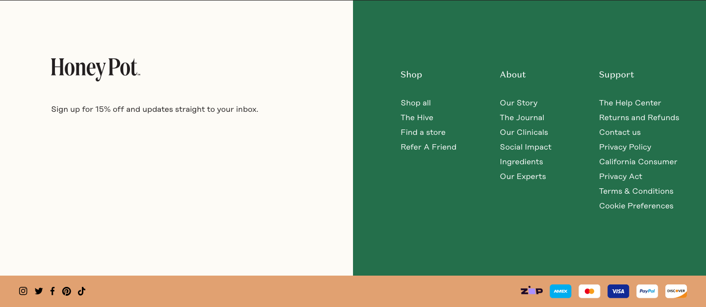 The Honey Pot Company — Footer