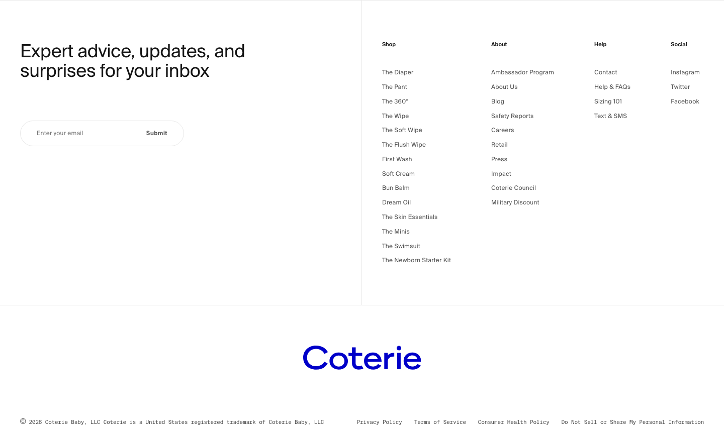Coterie Baby — Footer