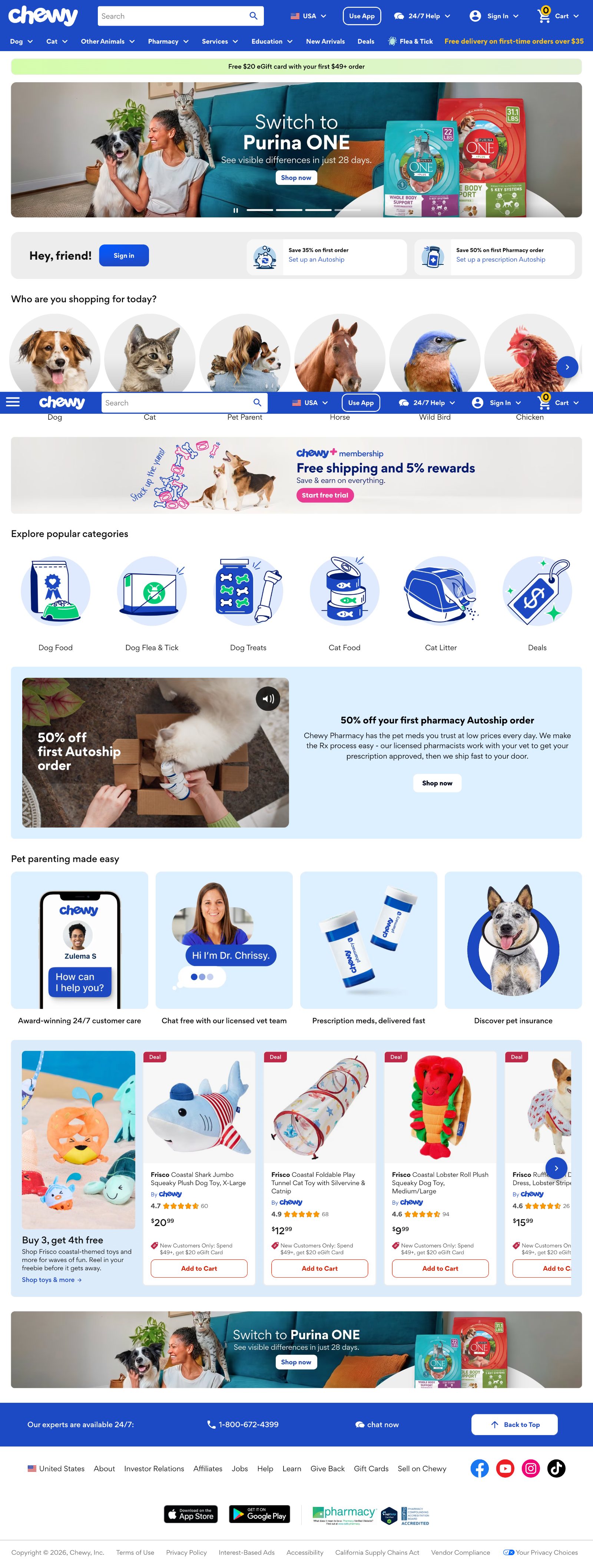 Landing page Chewy