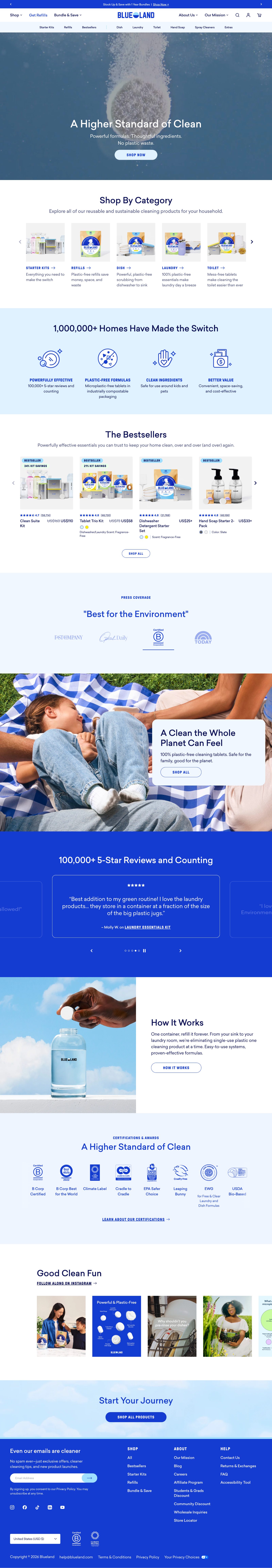 Landing page Blueland