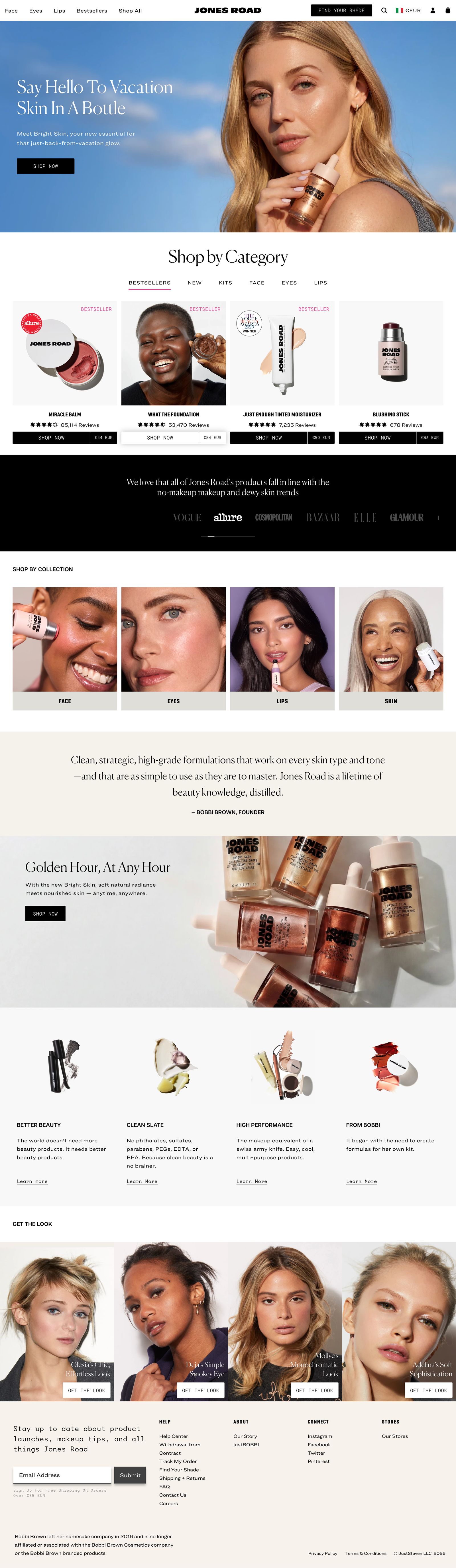 Landing page Jones Road Beauty