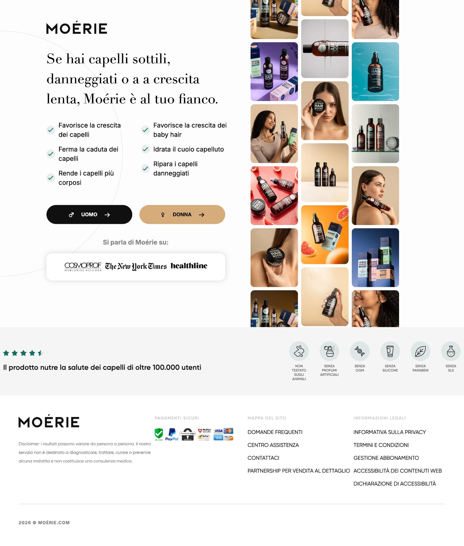 Landing page Moèrie Beauty