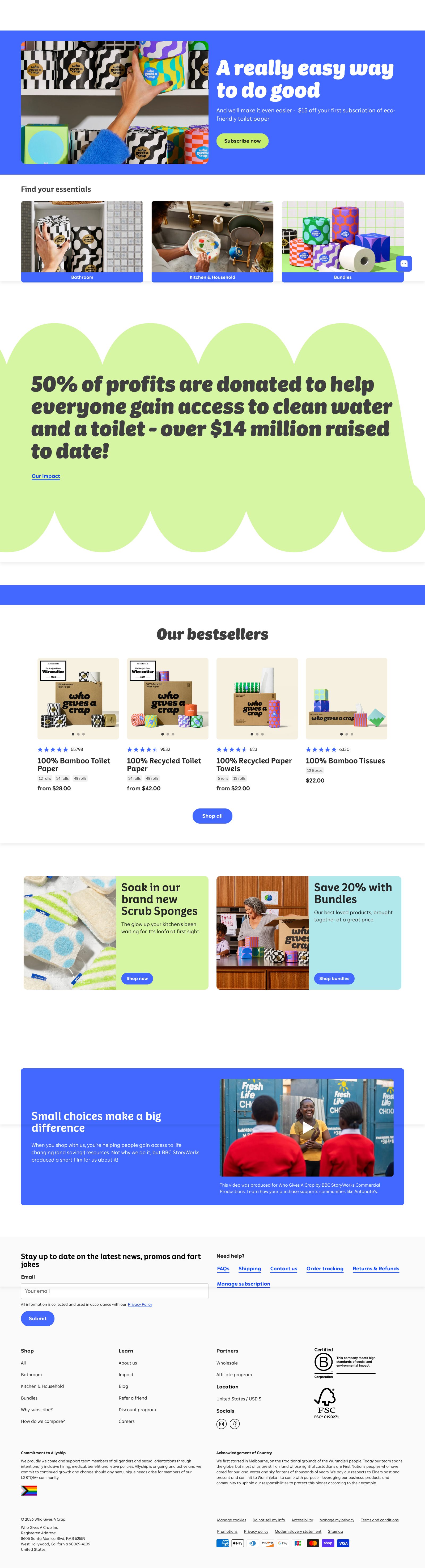 Landing page Who Gives a Crap