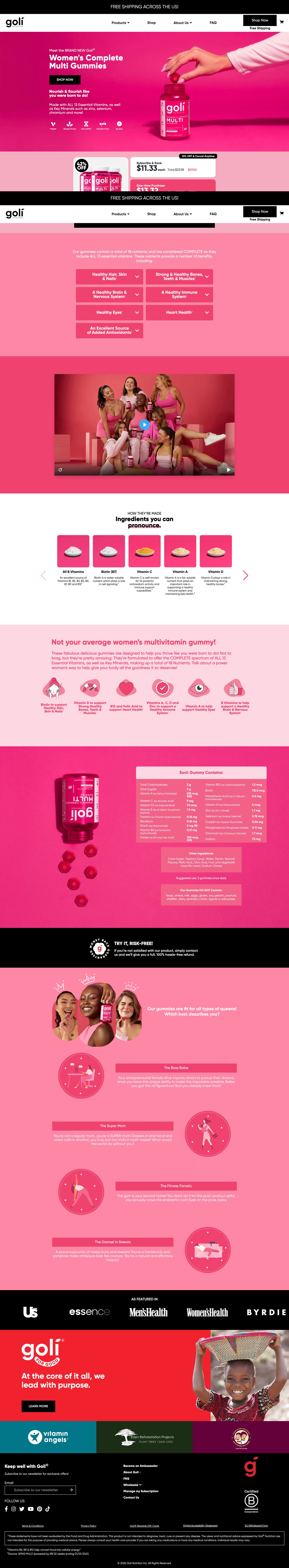 Landing page Goli