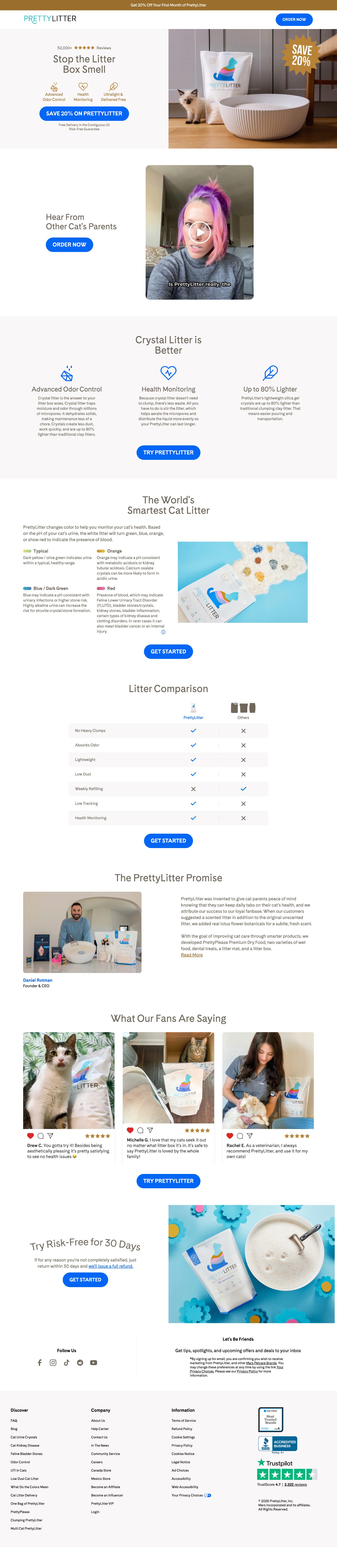 Landing page Pretty Litter