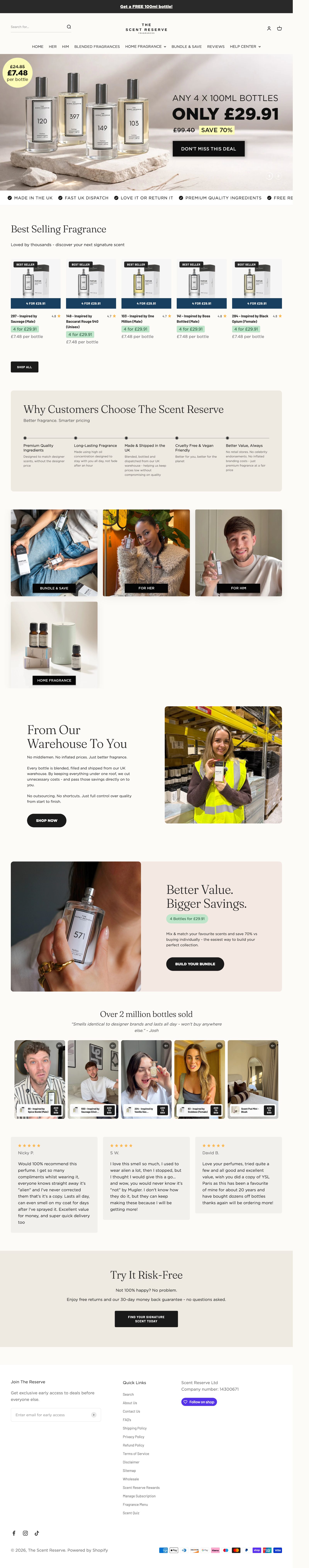 Landing page The Scent Reserve